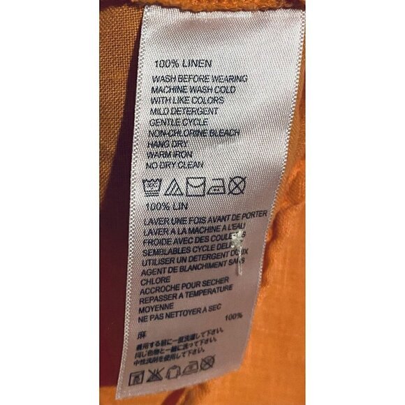 Tommy Bahama Top Womens S Two Palms Linen Shirt Button Up Long Sleeve Orange - Picture 6 of 7